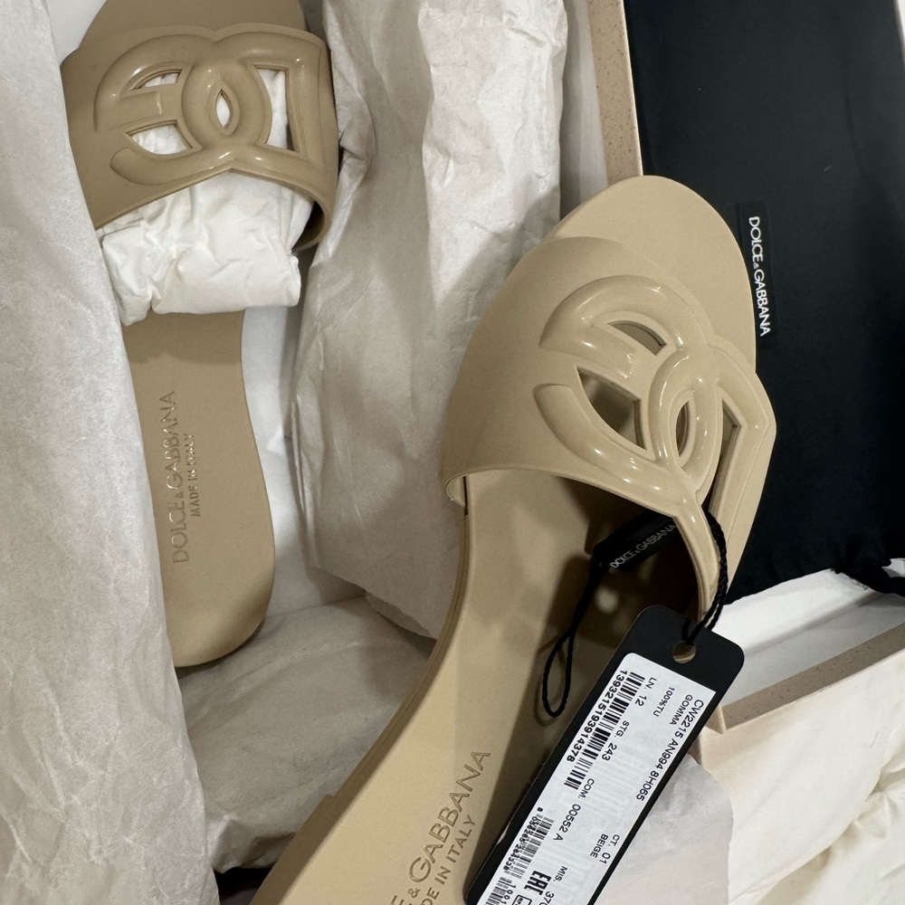 Dolce & Gabbana Tan Slide Sandals